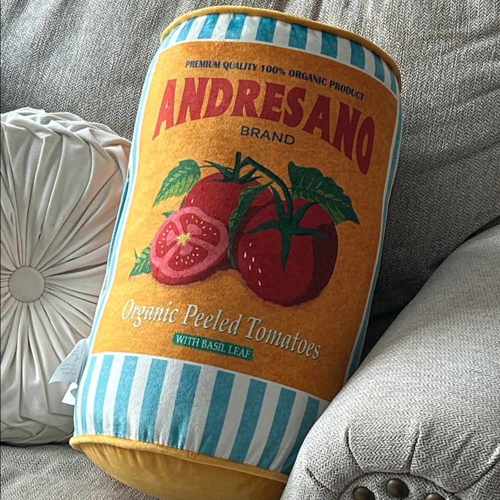 NEW! Vintage Inspired LAR Mediterranean Italian Peeled Tomatoes Can Throw Pillow